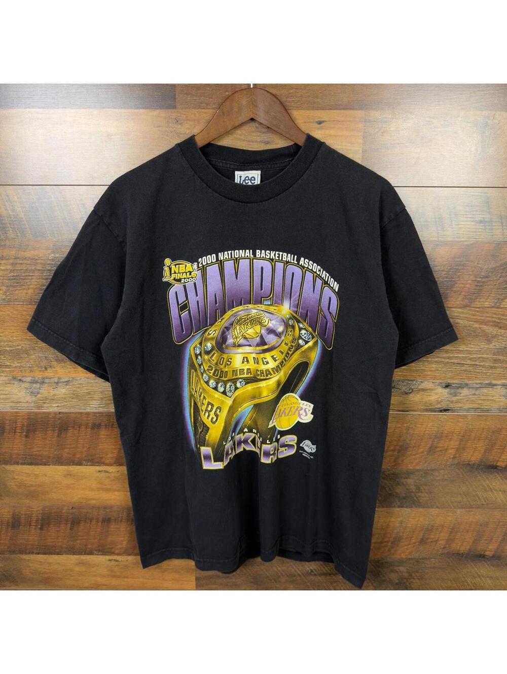 Vintage 2000 Los Angeles Lakers NBA Champions Ring T-Shirt Lee Sport